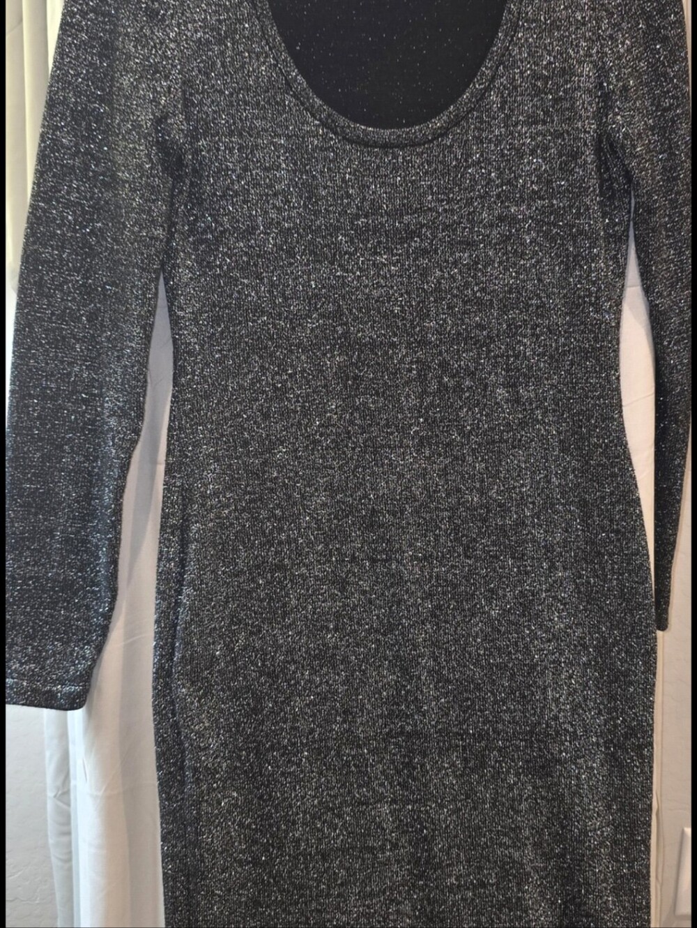 Jennifer Lopez Medium Sparkle Metallic Knit Long Sleeve Holiday Party Dress